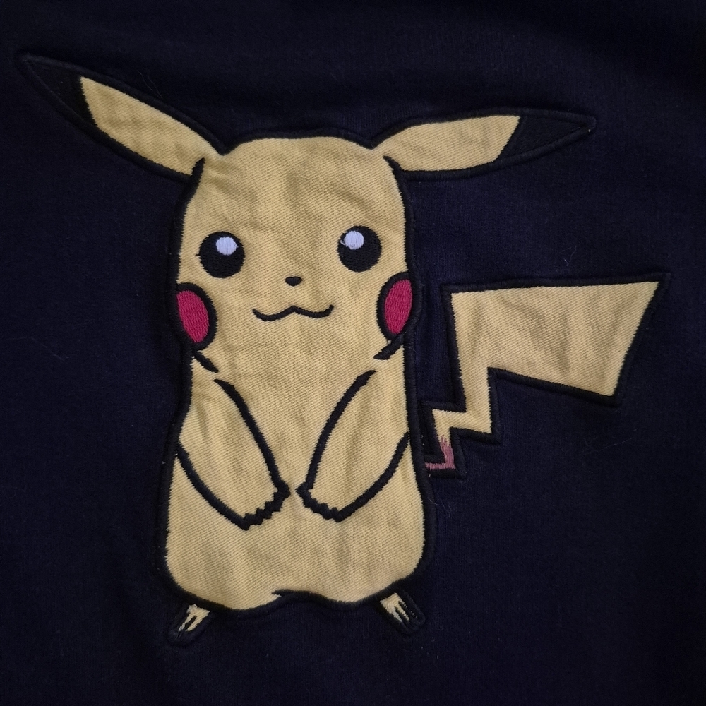 Pokemon Bonkers Navy Pikachu Sweater With Pockets Navy XS Stitched On Pikachu - Picture 2 of 6